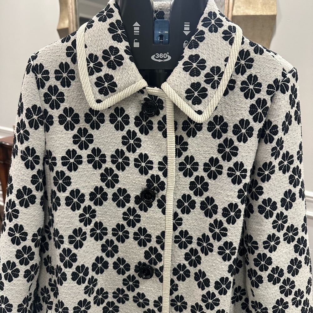 Kate Spade Black Floral on Cream Coat - Picture 2 of 8